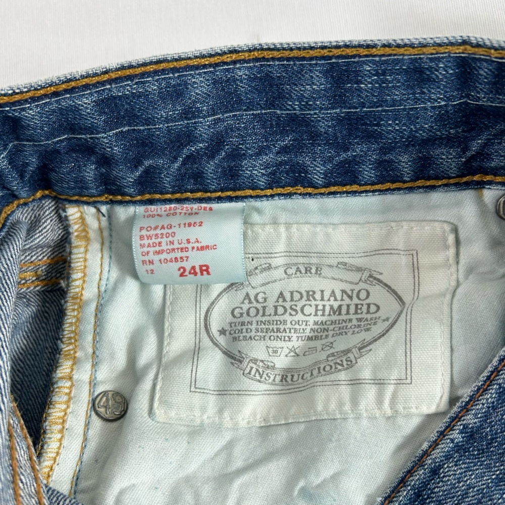 AG Adriano Goldschmied Ex Boyfriend Crop Distressed Jeans Women’s 24 R Mid Rise - Picture 10 of 12